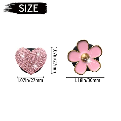 Image of 4 Pcs Pink Heart & Flower Pandent Air Vent Clips,Bling Heart and Flower Air Fresheners Vents Clips Diamond Car Interior Decor Bling Cute Car Accessories Decoration for Women+ Sunflower Mask Hook