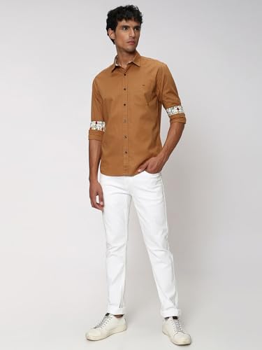 Image of MUFTI Mens Cotton Linen Slim Fit Shirt