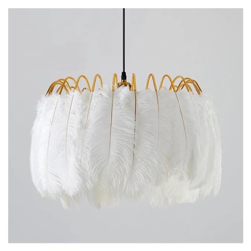 Luminaire en plumes pour plafond de chambre design scandinave blanc