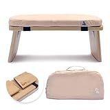 metaFox Meditationsbank | Faltbarer Hocker aus Bambus mit Kissen und Tragetasche | Für Deine Achtsamkeits- und Meditationspraxis | Alternative zum Meditationskissen… (Creme, Small)
