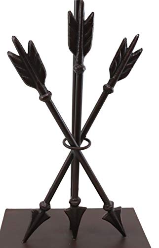 Ebros Gift Cast Iron Southwestern Native Indian Boho 3 Crossed Arrows With Ring Center Base Desktop Bedside Table Lamp With Burlap Shade 27" Tall Old World Country Rustic Home Decor Accent (Single) #TOP5
