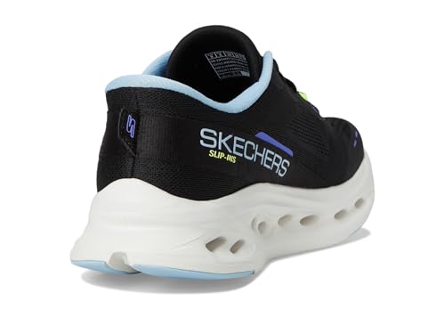 Skechers Women's Max Cushioning Glide Step Caledonia Hands Free Slip-ins Sneaker, Black/Blue, 9.5