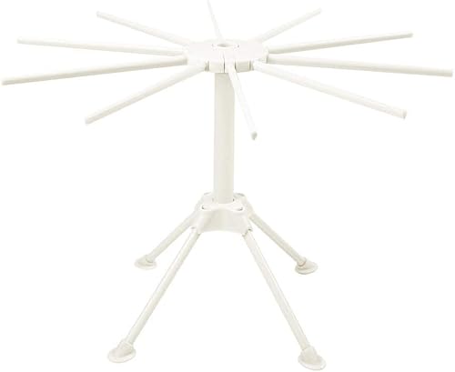 Miniatura 4 de Cambom Escurridor de pasta plegable - Estante de secado de fideos espaguetis con asas de 10 barras, color blanco