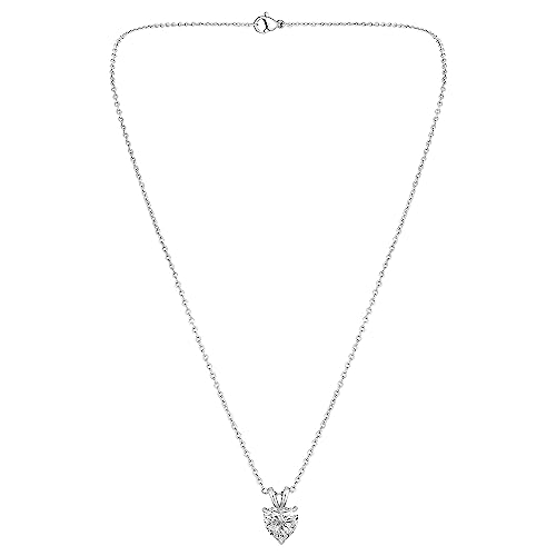 Image of Peora Silver Plated White Cubic Zirconia Studded Fancy Pendant Chain Necklace Stylish Fashion Jewellery Gift for Women Girls