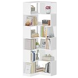 Hzuaneri Bibliotheque, Bibliothèque d'angle à 7 Niveaux, étagère d'angle en Forme de L, Armoire d'angle pour Salon, Chambre, Bureau, 60 x 54 x 181,5 cm Blanc BC29303X