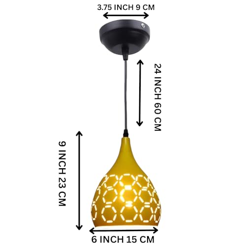 Image of GreyWings Yellow Aluminium Hanging Pendant Light for Ceiling Decorative Hanging Light,(Bulb not Included) Pack of 1