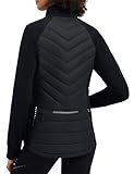 baleaf Women's Cycling Puffer Jacket Winter Warm Lightweight Insulated Hiking Jackets Zip Pockets Running Skiing Black L