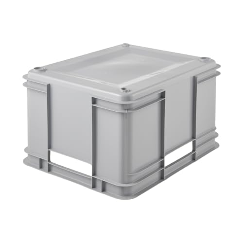 keeeper Transportbox mit Tragegriffen, Euro-Box XL, 28 l, 43 x 35 x 24 cm, Bruno Eco Line, Grau (Eco Stone Grey)
