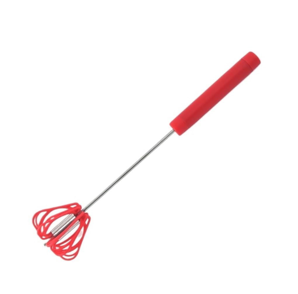Varillas de Batir para Cocinar Mezclador Semiautomático De Acero Inoxidable, Herramienta Multifunción, Batidor De Huevos Giratorio Manual, Herramienta De Mezcla De Cocina Huevos, Espumar, Batir(Rot)