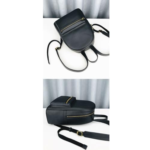 Genuine Leather Casual Daypack Women's Fashion Backpacks Handbags Travel Bags Business Laptop Bags Briefcases (Color : Black, Size : Medium)3