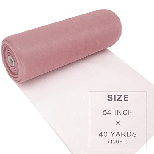 image for Ableme Deco Dusty Rose Tulle Fabric Roll Spool Bolt (54 Inch by 40 Yar