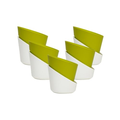 Image of Harshdeep Self Watering Planters - Atlantis - Indoor Outdoor Home Livingroom Office Tabletop Decorative Plastic Flower Pots 4 Inch Set of 5 (Yellow)