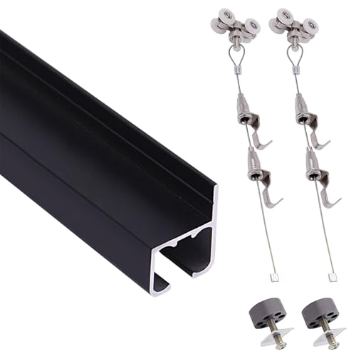 Kit de fixation pour tableaux avec câble de 100cm et système de rail de suspension mural - 2