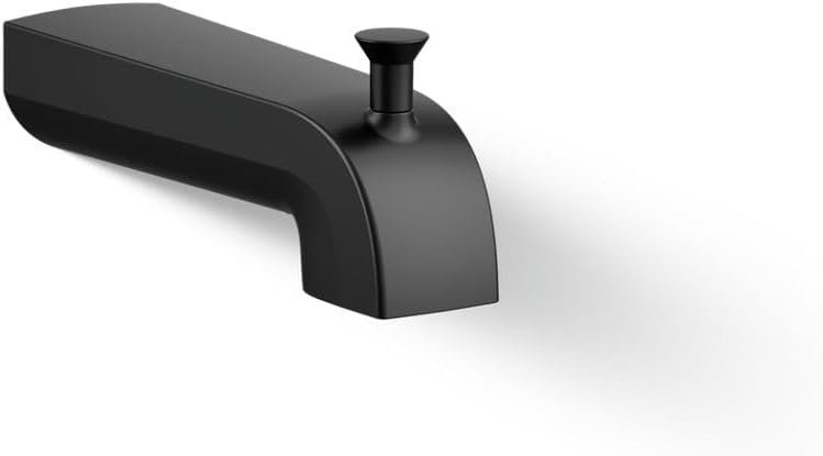 Kohler K-97089-BL Pitch Wall-Mount Diverter Bath Spout, Slip-Fit Connection, Sleek Design, Matte Black