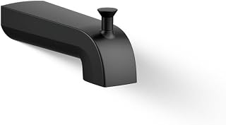 Kohler K-97089-BL Pitch Wall-Mount Diverter Bath Spout, Slip-Fit Connection, Sleek Design, Matte Black