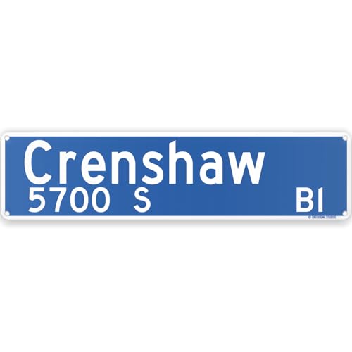 Crenshaw Boulevard Los Angeles Theme Street Sign 16" x 4" Tin Wall Decor City Of Angels Garage Home Bar Decoration (CrenshawStreet)