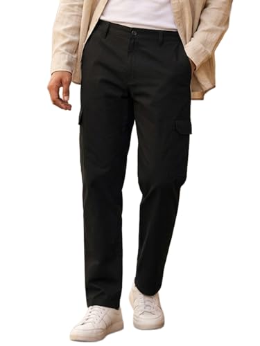 Image of Urbano Fashion Men's Khaki Regular Fit Solid Cargo Chino Pant with 6 Pockets