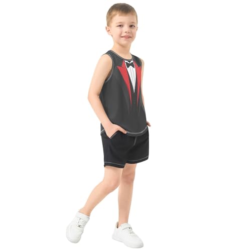 Boys Tank Top Shirts Tuxedo Black Bow Sleeveless T-Shirts Crew Neck for Kids Clothing Children4