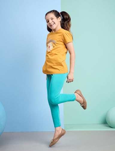 Image of Amazon Brand - Symbol Girl's Cotton Jersey Stretchable Leggings | Ankle Length | Aged 2-14 Years