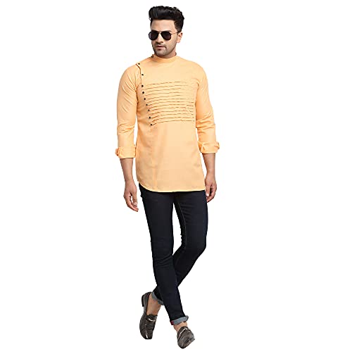 Image of SAIFOO Men's Rich Cotton Blind Short Kurta