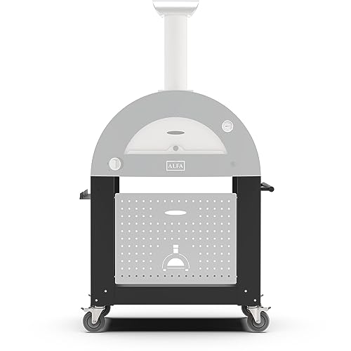 Alfa Forni Carrelli per barbecue e affumicatori della Marca Modello Base per 2 Pizze supporto Nero