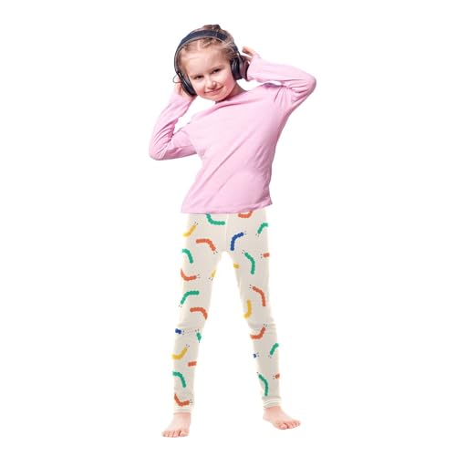 Colorful Caterpillar Girls Leggings,Workout Leggings for Girls Toddler Athletic Leggings Size for 3-10T4