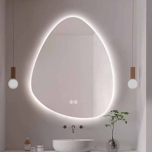 Miroir lumineux dimmable irrégulier de salle de bain 50x70cm ou 60x80cm