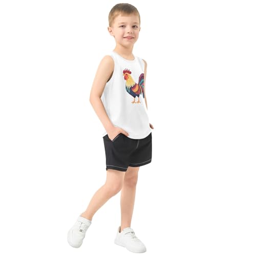 Boys Tank Top Shirts Colorful Rooster Sleeveless T-Shirts Crew Neck for Kids Clothing Children4