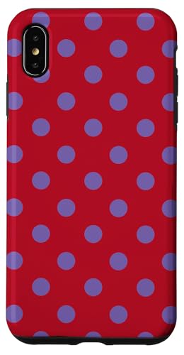 Red and Periwinkle Big Polka Dot Boho �r���e�[�W ���w �X�}�z�P�[�X iPhone XS Max �p