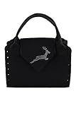 Die Dirndltasche - Das Original Filz Dirndltasche schwarz mit funkelndem Swarovski Hirsch