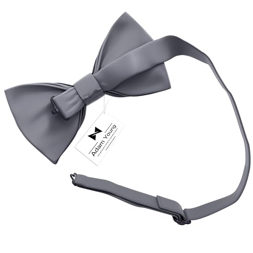 Image of Adam Young Men's Bow Ties Pre-Tied Style Formal Satin Classic Bowtie for Tuxedo Faux Silk