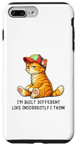 I'm Built Different Funny Orange Cat Wearing Cap Meme Humor �X�}�z�P�[�X iPhone 7 Plus/8 Plus �p