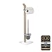 Produktbild WENKO Stand WC-Garnitur Samona Nature - Toilettenpapierhalter und WC-Bürstenhalter aus Holz mit Chrom-Akzenten, inklusive WC-Bürste und GRATIS 2er Schwämme Set in Rot/Weiß