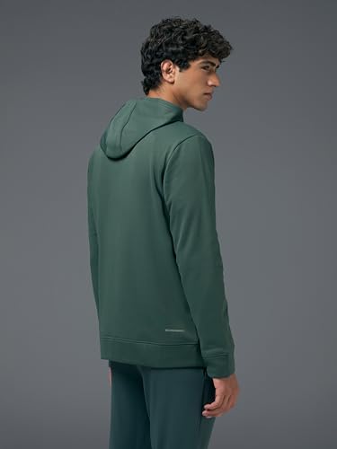Image of TECHNOSPORT Mens Fleece Slim Fit Solid Regular Fit Hooded Jacket with Techno Warm+, Fast Dry for Winter Use