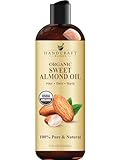 Handcraft Blends Organic Sweet Almond Oil | 100% Pure and Natural | Bath & Body Oil | Premium Grade Carrier Oil | Skin | Hair | Body | Massage | Hexane-Free | 8 Fl Oz