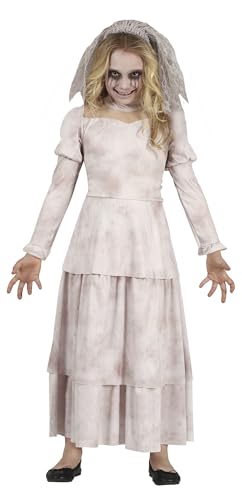 FIESTAS GUIRCA Déguisement Fantôme Triste - Serre Tête Avec Voile Et Robe De Mariée Blanche Pour Fille 10-12 Ans
