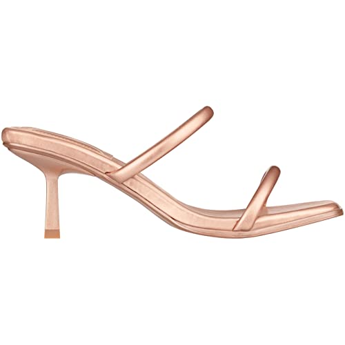 Illude Women's Mules Square Toe Two Strap Low Heeled Sandals (10, Rose Gold Pu) #TOP1