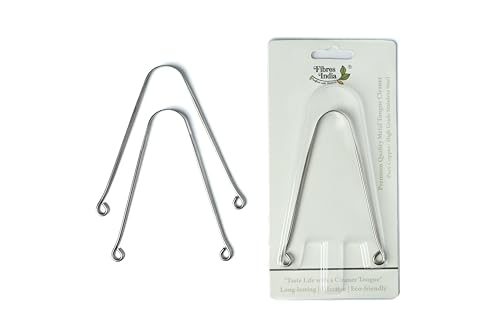Image of Fibres India Steel Tongue Cleaner, Kids & Adults, Pack of 2 | Ergonomic Handle, Combats Bad Breath, Enhances Oral Hygiene, Improved Oral Health