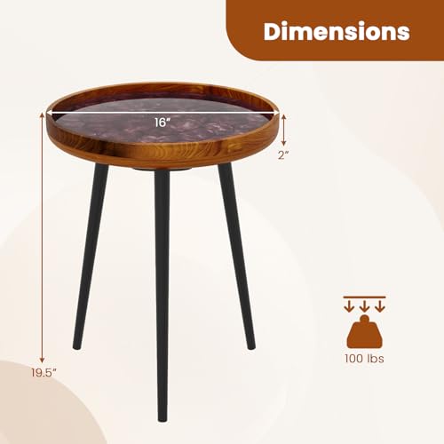 image for Giantex Outdoor Side Table, Round End Table with Epoxy Resin Finish, S