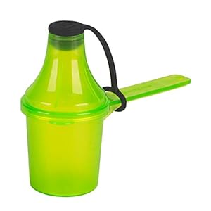 The Scoopie, 29.6 cc | 2 tbsp | 1 fl oz. | 29.6 mL Plastic Short Handle Scoop with Attached Funnel, Measuring Spoons for Powders, Coffee, Pet Food, Protein, Spices and Other Dry Goods (1 Pack, GREEN)