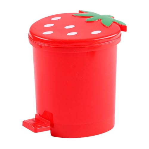 Bote de basura mini con tapa para escritorio rojo
