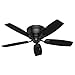 Hunter Indoor / Outdoor Low Profile Ceiling Fan, with pull chain control - Sea Wind 48 inch, Black, 53118