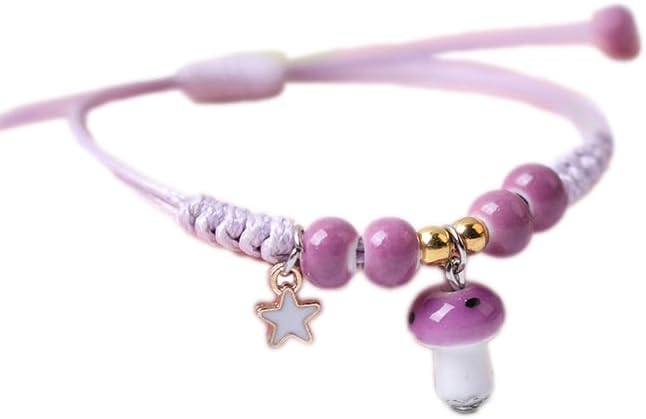 Pingyongchang 6Pcs Cute Funny Mushroom Bracelets Colorful Beaded Luck String Rope Chain Braided Bracelet Friendship Jewelry for Women - Image 3