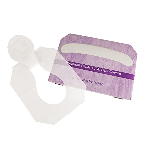 Image of EZbrnd Premium Half-Fold Toilet Seat Cover Paper, White, Pack of 20 x 250 Sheet