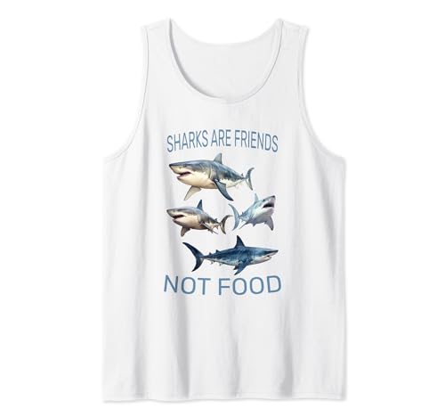 Los tiburones son amigos, no comida | Activismo amante de los animales | Blanco Camiseta sin Mangas