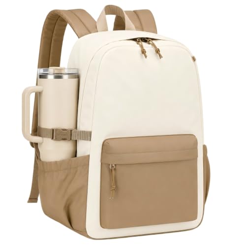 Image of LOIDOU Backpack for Girls School Backpacks Bookbags for Elementary Middle School Women Laptop Backpacks (Brown Beige, L-17)