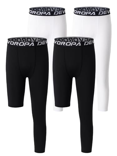DEVOROPA Youth Boys One Leg Compression Pants for Basketball