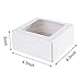 ONE MORE [15pcs] White Paper Cupcake Boxes,Valentines Day Cookie Gift Boxes with Clear Window, Auto-Popup Cupcake Containers Carriers Bakery Cake Box with Insert 4 Cavity (White,15)