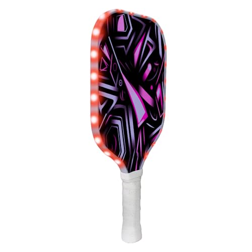 Paleta Pickleball de fibra de vidrio, raqueta de bola de encurtidos | Pickleball Racket Light LED Paletas - Núcleo de panal antideslizante para exteriores y principiantes