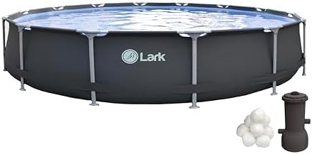 Lark 14 x 33 Graphite Pool with Pool Filter Balls - Rustproof Fib...